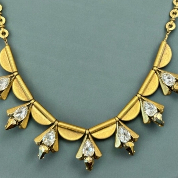 Vintage J CREW Gold, Diamond/Stone Statement Necklace - Picture 5 of 5